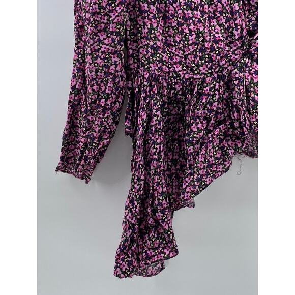 UNBRANDED Women's Pink Floral Print V-Neck Long Sleeve Top SZ M - Picture 8 of 10